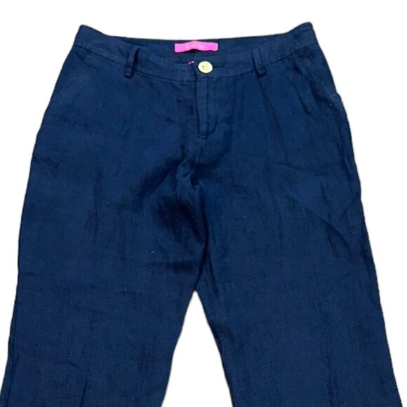 Lilly Pulitzer Breeta Linen Trousers True Navy Size 2 Style #013056‎ NWT - Picture 2 of 7